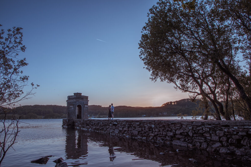 view of couple on jetty after proposal