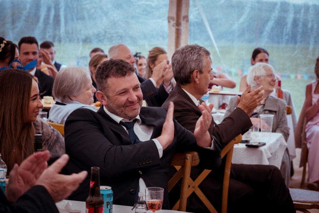happy guests at lake district wedding
